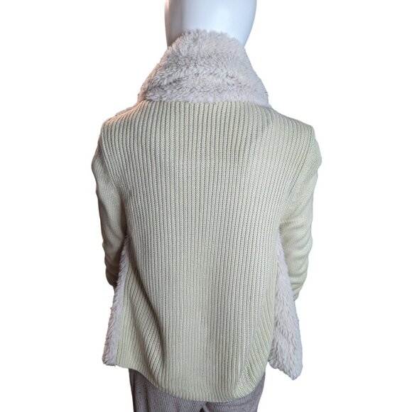 Venus Cozy & Soft Faux Fur Mixed Media Knit Open Front Cardigan Sz Small - Picture 6 of 10